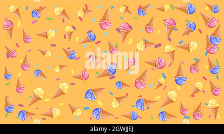 Seamless background pattern with ice creams Stock Vector