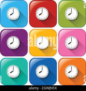 Buttons with clocks Stock Vector