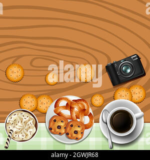 Background design with cookies and tea Stock Vector