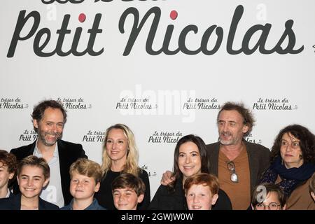 Julien Rappeneau, French director, Audrey Lamy, french actress, Jean Paul Rouve, French actor, and Noemie Lvovsky, French actress, at the photocall of the first screening of the new movie Le Tresor du Petit Nicolas (Little Nicholas' treasure) held at the Grand Rex theatre. Paris, France, on October 3, 2021. Photo by DanielDerajinski/ABACAPRESS.COM Stock Photo