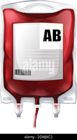 A blood bag with type AB blood Stock Vector