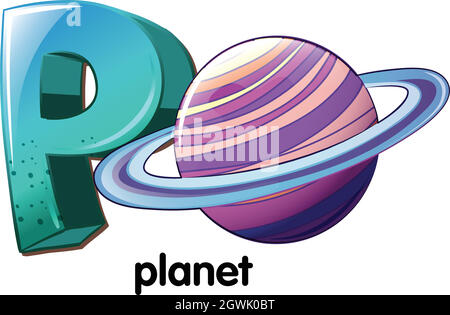 A letter P for planet Stock Vector