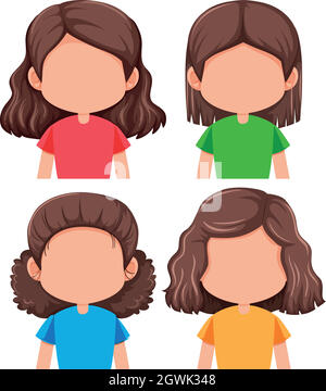 Set of different faceless girl Stock Vector