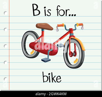 Flashcard letter B is for bike Stock Vector