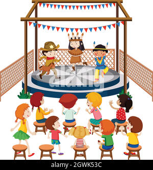 Children performing on stage Stock Vector