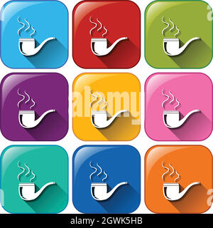 Blue Smoking pipe icon isolated on white background. Tobacco pipe ...