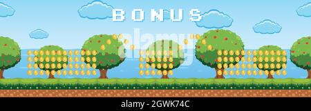 Bonus Game Template Garden Theme Stock Vector