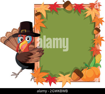Turkey thanskgiving theme border Stock Vector