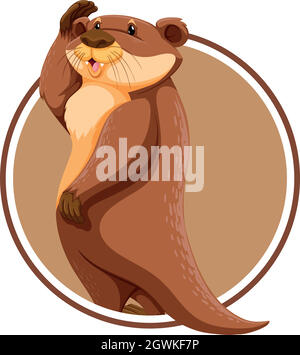 Otter on circle template Stock Vector