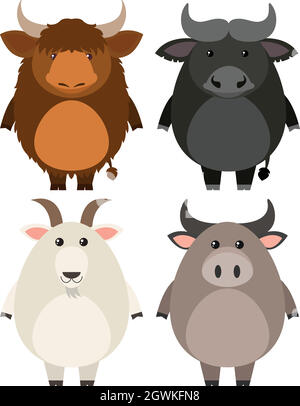 Farm animals on white background Stock Vector