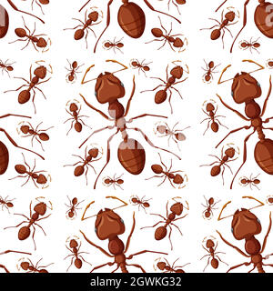 Red ant seamless background Stock Vector