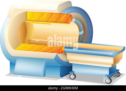 MRI Scanner on White Background Stock Vector