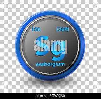 Seaborgium chemical element. Chemical symbol with atomic number and atomic mass. Stock Vector