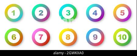 Number bullet points 1 to 10. Creative 3d markers set. Vector illustration. Stock Vector