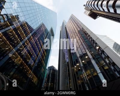 London, Greater London, England, September 21 2021: Modern buildings in the City of London on Lime Street. Stock Photo