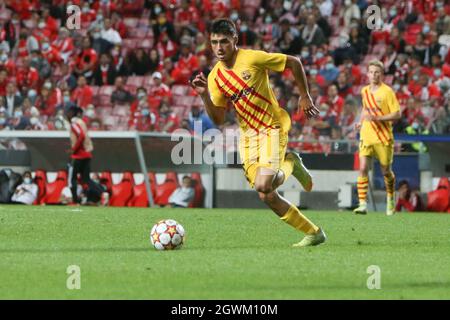 Pedri of FC Barcelone  during the UEFA Champions League, Group Stage, Group E football match between SL Benfica and FC Barcelona on September 29, 2021 at Stade de Luz, Lisbon, Portugal - Photo Laurent Lairys / DPPI Stock Photo