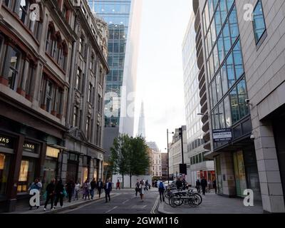 London, Greater London, England, September 21 2021: Pedestrians in the City of London. Stock Photo