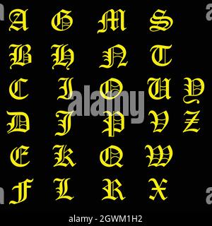 set of English alphabet Vector Template. Font style design Stock Vector