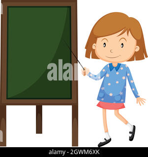 Little girl pointing at the board Stock Vector