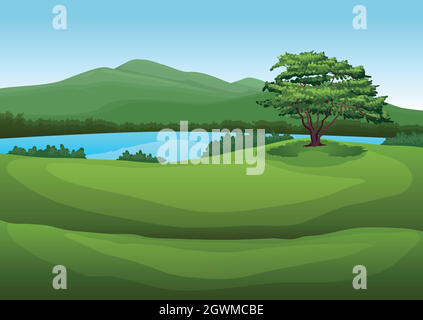 A nature green landscape Stock Vector