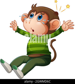 A cute monkey wearing t-shirt cartoon character isolated on white background Stock Vector