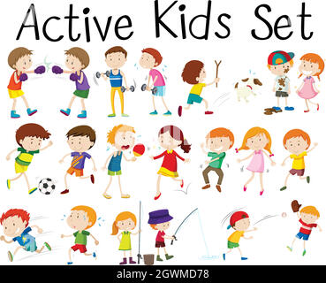 Set of children doing different activities Stock Vector