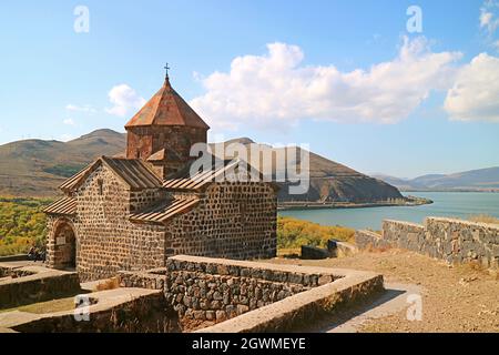Surp Arakelots Church in Sevanavank Monastic Complex on a Peninsula at the Northwestern Shore of Lake Sevan in Armenia