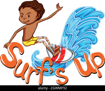 Surfing design on white Stock Vector