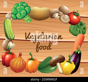 Border design with fresh vegetables Stock Vector