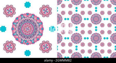 Vector illustration. Seamless pattern of mandalas Stock Vector Image ...