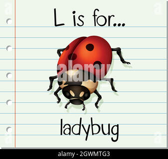 Flashcard letter L is for ladybug Stock Vector