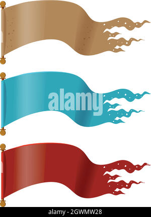 Three flags in different colors Stock Vector