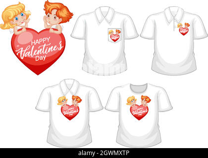 Little cupids cartoon character with set of different shirts isolated on white background Stock Vector