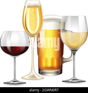 Set of alcoholic beverages Stock Vector