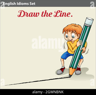 A boy drawing a line Stock Vector