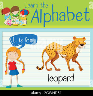 Flashcard letter L is for leopard Stock Vector