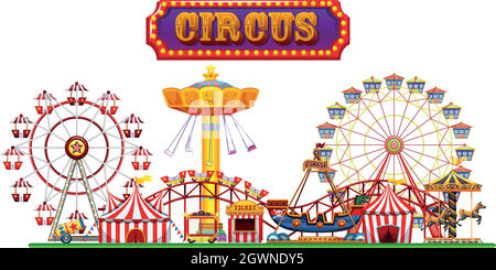 A Circus Fun Fair on White Background Stock Vector