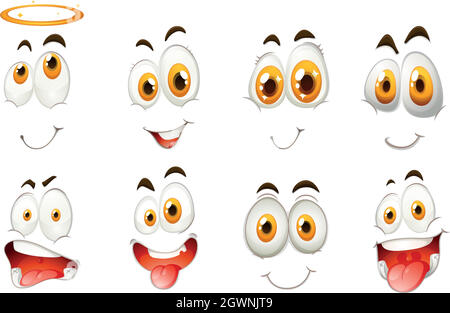 Different facial expressions of human illustration Stock Vector Image ...