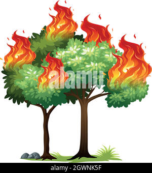 Isolared fire on tree Stock Vector