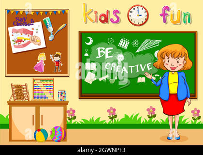 female teacher in classroom Stock Vector Image & Art - Alamy