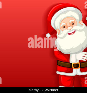 Cute Santa Claus cartoon character on red background Stock Vector