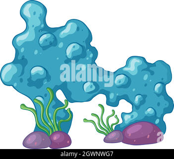 Seaweed and coral reef on white Stock Vector