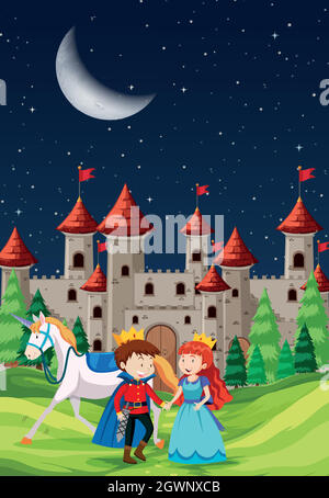 Dragon, Prince and Princess Stock Vector Image & Art - Alamy