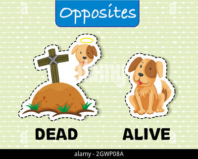 Opposite words for dead and alive Stock Vector