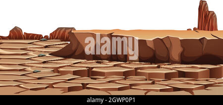 Drought cracked desert landscape Stock Vector