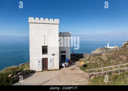 Holy Island, Wales: Elin's Tower, a Victorian folly now used as the information centre for South Stack RSPB reserve. Stock Photo