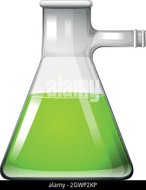 Green liquid in glass beaker Stock Vector
