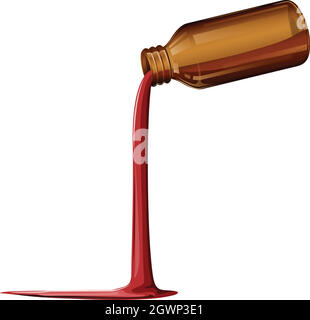 A light brown medical bottle with spilled syrup Stock Vector