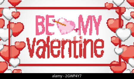 Valentine theme with red and white hearts around the frame Stock Vector