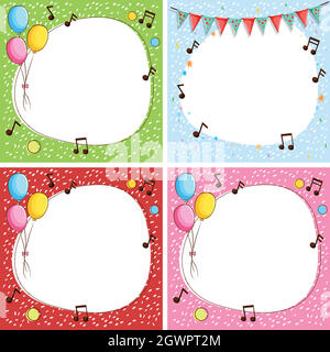 Border template with four color background Stock Vector